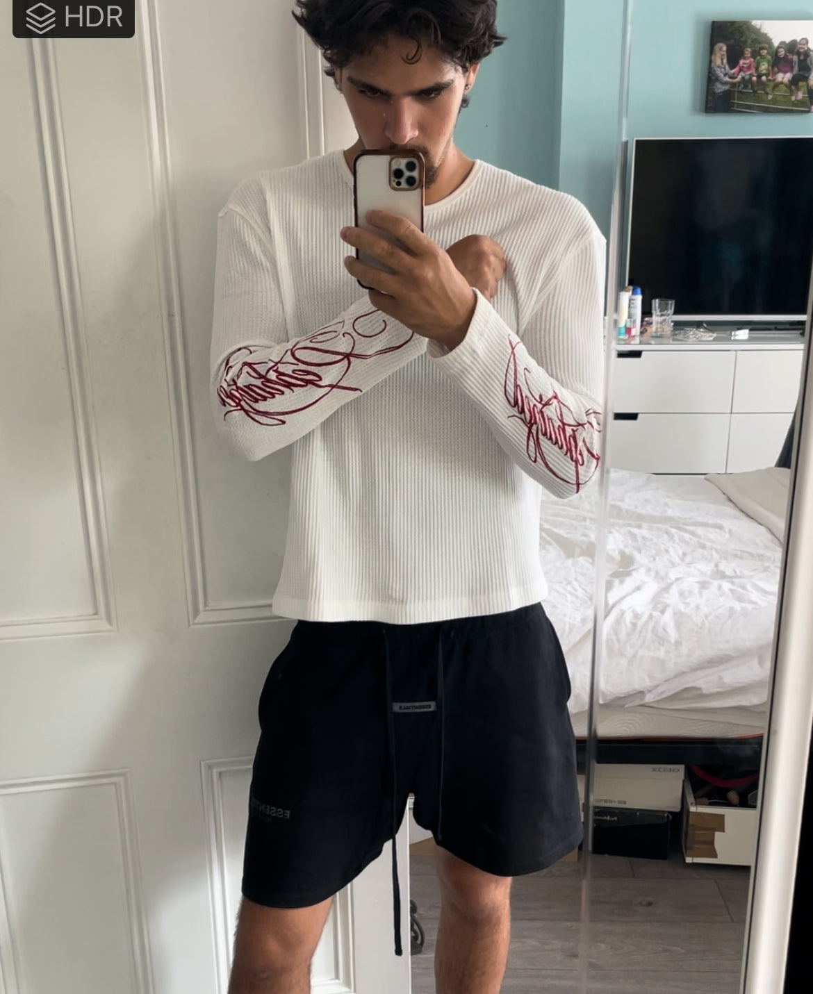 White Waffle Knit LS