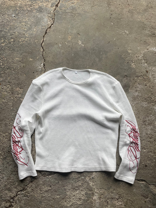 White Waffle Knit LS